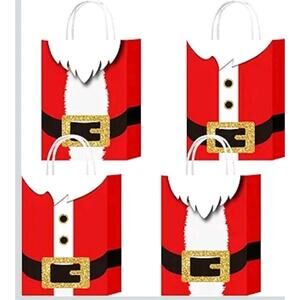 HongXingHai 8Pcs Fine Christmas Kraft Paper Gift Bags With Handles - Holiday...